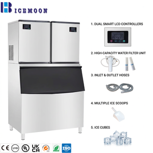 Máquina de Hielo Comercial de 680kg-1200kg/24h, Fabricante de Hielo en Cubos de Doble Cabezal, Tamaño 22mm 28mm, Enfriada por Aire y Agua para Negocios Profesionales - Product Image 1