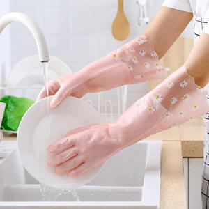 Gants en caoutchouc imperméables doublés polaire avec logo personnalisé, 35-50 cm, épaissis, couleur unie, pour le nettoyage de la cuisine, la vaisselle et la lessive - Product Image 3