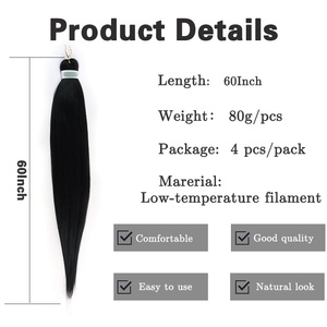 Châu Âu Mỹ 4X tổng hợp chịu nhiệt phần mở rộng tóc mới siêu dài Crochet pre-kéo dài <span class=keywords><strong>EZ</strong></span> bện sợi ngang duy nhất - Product Image 2