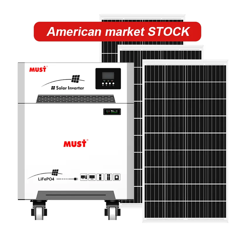 MUSS OEM Lager Amerika komplettes Energie versorgungs system 5kva US-Haus netz unabhängig PV 10kw stapelbare Lithium batterien Solaranlage Auf Lager