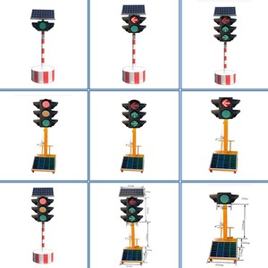 Feu de signalisation routière portable sans fil, mobile, transportable, télécommandé, à LED, 200 mm, alimenté par énergie solaire, pour travaux routiers - Product Image 1