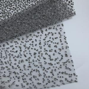 <span class=keywords><strong>Tulle</strong></span> scintillant argenté avec strass, tissu luxueux en maille de nylon pour robes de soirée, robes de mariée, costumes de scène - Product Image 5