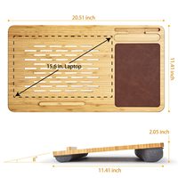 JQ Bamboo Support pour ordinateur portable Plateau de table de lit Bureau ergonomique pliable avec tapis de souris et support pour téléphone
