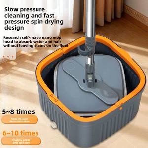 Mopa Doméstica <span class=keywords><strong>de</strong></span> Microfibra <span class=keywords><strong>de</strong></span> Acero, <span class=keywords><strong>de</strong></span> Una Sola Pasada, Manos Libres, Ecológica, Panel Grande, Doble Uso Húmedo/Seco, Separación <span class=keywords><strong>de</strong></span> Aguas Residuales, Rotación y Escurrido - Product Image 5
