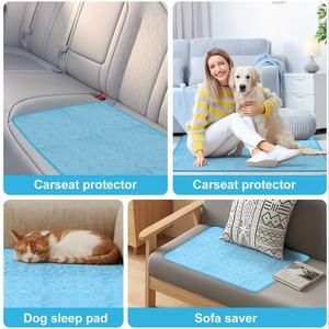 Tapis rafraîchissant pour animaux de compagnie en soie glacée, coussin respirant en maille pour chien, couverture d'été lavable, doublure de cage pour grands chiens - Product Image 6