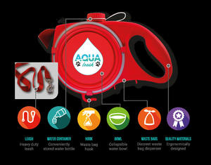 Correa retráctil multifuncional para perro, con plato y botella de agua, correa para mascotas con contenedor de bolsa de basura - Product Image 3