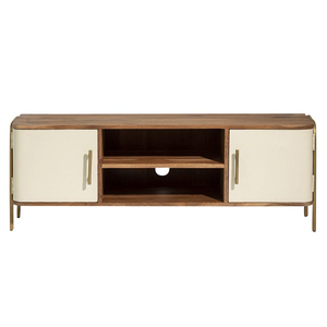 Meuble TV élégant en bois massif avec une sculpture décorative unique conçue pour sublimer la décoration du salon - Product Image 5