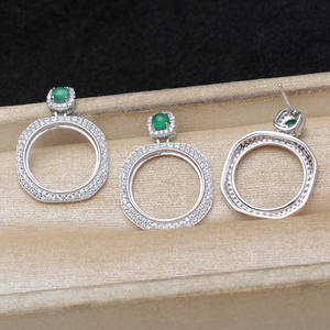 Support de pendentif en argent S925 pour jade 15,4-15,6 mm, composant de bijoux rétro pour perles, accessoires DIY, composant d'oreille Mabei - Product Image 1