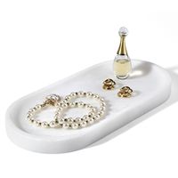 Plateau en marbre blanc de style naturel minimaliste et luxueux, décoration, plateau à bijoux, plateau de service ovale pour la maison et la salle de bain