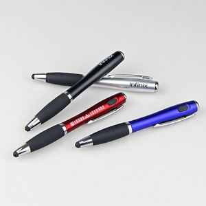 3 in 1 LED Light Stylus Touch Click Metal <b>Ballpoint</b> <b>Pen</b> With Color Aluminum Grip, Multi Function Retractable Signature <b>Pen</b> - Product Image 1
