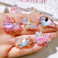 AB Lijm Harsen Patches Handgemaakte Materialen Crème Glitter Pailletten Gefacetted Konijn Kat Paard Beer DIY Haarclips Dieren-thema