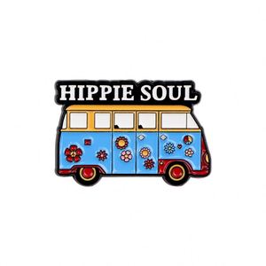 Broches en émail et épingles de revers à motifs de fleurs de dessin animé, de voitures et d'âmes hippies, bijoux amusants pour chapeaux, sacs à dos et vêtements - Product Image 5