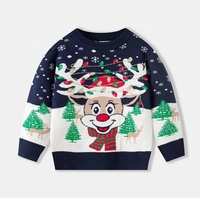 Nouveau pull de Noël d'hiver pour enfants, motif de dessin animé, col rond, tricot, tenue scolaire, garçons, filles, tissu élastique