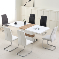 Tables et chaises de cuisine nordiques modernes élégantes, ensemble de table à manger en bois, 6 places, table à manger rectangulaire en verre blanc extensible