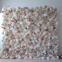 5D 8ft X 8ft Roll-Up Tissu Fleur Mur Blanc Artificielle Rose et Fleur De Soie Toile De Fond De Mariage Décoration De Style 3D