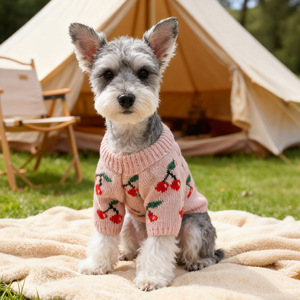 Suéter para Mascotas Súper Lindo con Estampado de Cerezas, Cálido y Cómodo, Ropa para Perros Pequeños para Otoño e Invierno, Feliz Año Nuevo - Product Image 5