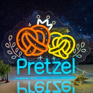 Luz LED de neón con diseño de pretzel para decoración de pared, ideal para panaderías, cafeterías, restaurantes, tiendas de snacks, pastelerías, como luz indicadora de entrada y luz ambiental. - Product Image 1