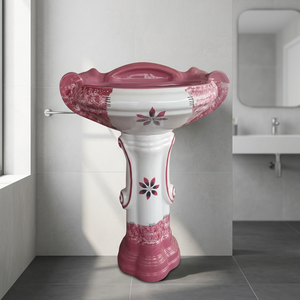 Factory Direct Supply Bathroom Sink Hand Pedestal <b>Round</b> Vanity Design Washing Hand Pedestal Washbasin - Product Image 3