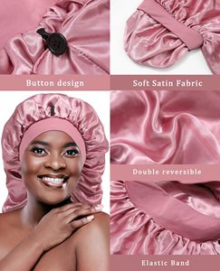 Bonnet de nuit en satin de soie avec logo personnalisé, bande élastique large, couvre-cheveux, bonnet de nuit long unisexe, tresses, cheveux bouclés longs, quotidien, extérieur - Product Image 6