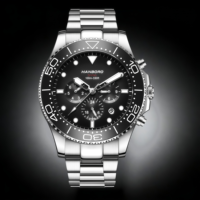 Montre mécanique unisexe de luxe à dégradé de couleurs, multifonctionnelle, en acier inoxydable, avec cristaux, 20 mm, étanche et luminescente dans le noir