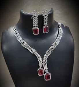 Adjustable Silver Brass American Diamond <b>Necklace</b> Set Daily Wear Wedding Engagement and Anniversary Jewelry for Parties - Product Image 6