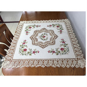 Tovaglia in Cotone Ricamata a Mano con Motivo Floreale, Tovaglia Ovale all'Uncinetto per Decorazioni Festive - Product Image 3