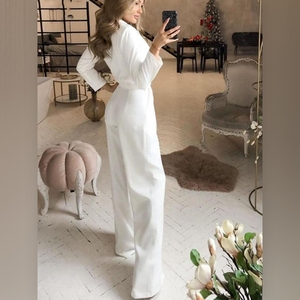 Combinaison élégante pour femme à col asymétrique, manches longues, taille ajustée, couleur unie, style chinois, tendance - Product Image 5