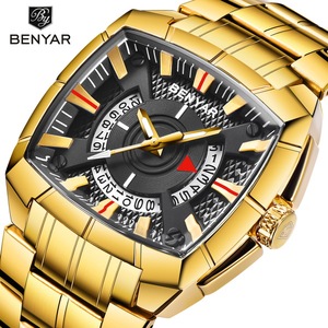 Benyar <span class=keywords><strong>mundial</strong></span> 5130 oro hombre reloj de cuarzo mejor poder de banda de acero inoxidable resistente al <span class=keywords><strong>agua</strong></span> fecha de almacenamiento de mano <span class=keywords><strong>del</strong></span> reloj - Product Image 3