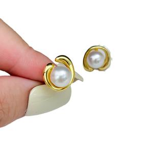 Accessoires en argent S925 pour la création de bijoux, boucles d'oreilles simples avec perles rondes de 6 à 8 mm, plateau vide 22301, accessoire de bijouterie tendance - Product Image 5