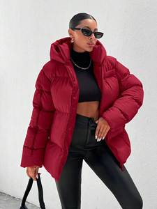 <span class=keywords><strong>Canada</strong></span> France Manteau réversible en duvet d'oie pour <span class=keywords><strong>femme</strong></span> Élégant rouge matelassé Fermeture éclair Extérieur tricoté manches fendues Saison d'<span class=keywords><strong>hiver</strong></span> - Product Image 3