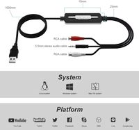 Tarjeta de Captura de Audio para Discos de Vinilo y Cintas de Casete a Conversor Digital MP3, Capturador de Música RCA/3.5mm para Mac y Windows 10/11