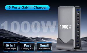1000W Multi Port 10-port USB GaN Fast Charging Desktop Charger <b>Adapter</b> 140W Laptop and Tablet Fast Charger - Product Image 4