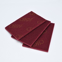 Pad Penggosok Abrasif Non-Woven OEM Merah, Kekerasan Sedang, Dapat Digunakan Kembali, Tahan Lama, untuk Pemolesan Baja Tahan Karat