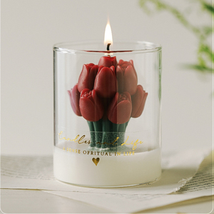เทียนหอมกลิ่นดอกทิวลิป ช่อดอกไม้แสนโรแมนติก เทียนอโรมาเธอราพีสำหรับตกแต่งบ้าน วันแม่ - Product Image 5