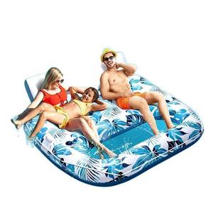 Balsa flotante inflable para dos parejas, tumbona para piscina, colchoneta flotante para piscina exterior, cama flotante. - Product Image 1