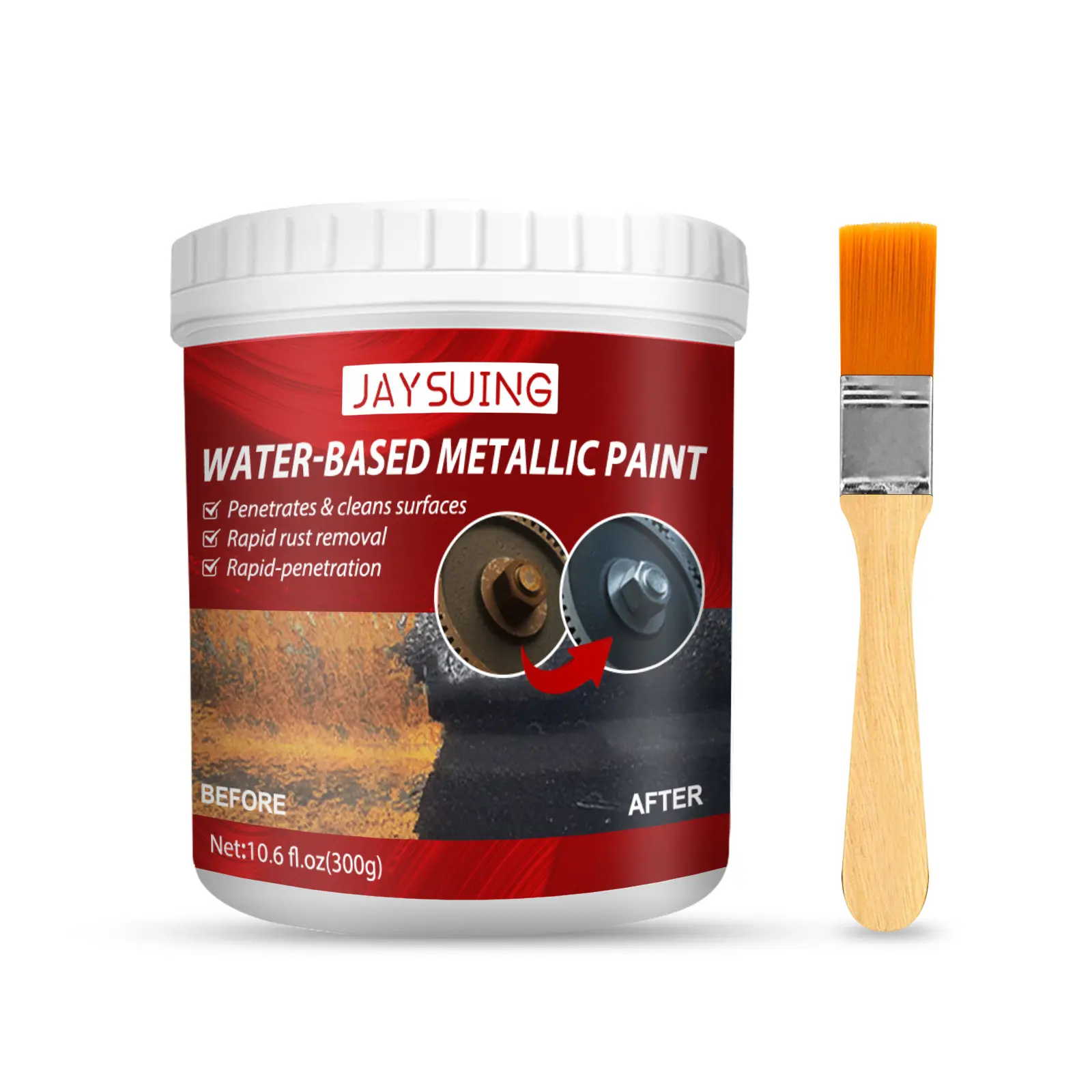 JAYSUING 100g Chasis Rust Converter Deruster de larga duración Pintura metálica a base de agua Imprimación antioxidante Superficie de metal Eliminación de óxido