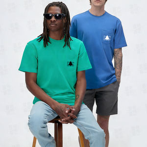 T-shirt pour homme de style classique d'été, couleur unie, coupe ample, broderie plate personnalisée, 100% coton, doux, respirant, avec poche - Product Image 3