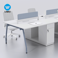 Bureau de travail moderne LIWEI pour 4 à 6 personnes, poste de travail en bois pour espace ouvert, unité de bureau informatique de qualité commerciale, extensible