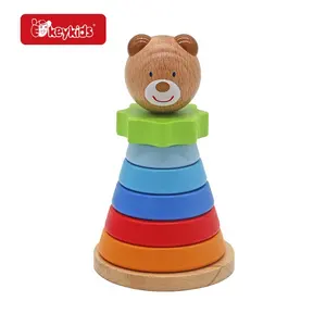 Montessori Wooden Rainbow Wooden Ring Stacker Toy For Infants And Toddlers W13A322