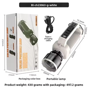 High-brightness White Laser-charged Solar Portable Work Light, <b>Flashlight</b>, Telescopic Zoom Emergency Headlamp - Product Image 5