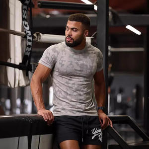 2024メンズTシャツ新スタイル迷彩フィットネス服高弾性半袖スポーツトレーニング服筋肉タイトデザイン - Product Image 4