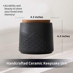 Urna de <span class=keywords><strong>Gres</strong></span> Pequeña al por Mayor para Cenizas de Mascotas, 4.3 Pulgadas, Diseño de Ola Marina, Caja Conmemorativa Decorativa con Tapa, Logotipo Personalizado - Product Image 2