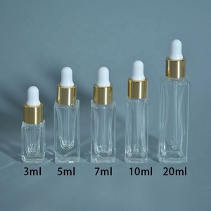 Square Custom <b>Empty</b> Skin Care Serum <b>Glass</b> Dropper <b>Bottle</b> Amber Essential Oil <b>Bottle</b> With White Dropper - Product Image 4