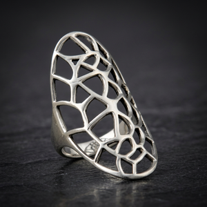 Wholesale Paraiso 925 Sterling Silver Oxidised Large Jaali <b>Ring</b> <b>Plain</b> Handmade Hinduism Jewelry IGI Certificate Trendy Style - Product Image 3