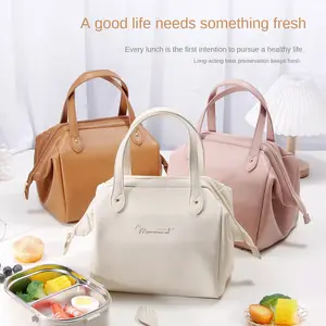 Lunch Pu Leather Bento Bag Aluminum Foil Insulation Ins Wind Ice Bag High Appearance Level Ladies Lunch Box Bag