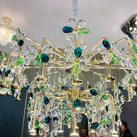Lustre moderne en cristal en forme de branche de fleur, décoration de salon, luminaire artistique créatif unique pour plafond