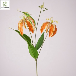 Di alta qualità 74CM popolare 3 teste artificiale vero tocco fiamma giglio bianco arancione per la casa di nozze centro decorazione di disposizione del tavolo - Product Image 4
