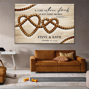<span class=keywords><strong>Écclesiaste</strong></span>s 4:12 « Un cordon à trois brins » - Tableau mural personnalisé en toile avec nom pour décoration de mariage chrétien et de la maison - Product Image 3