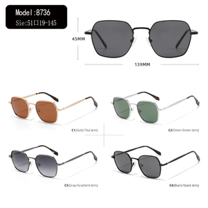 Gafas de Sol Cuadradas de Metal con Montura Completa Negra, Protección UV400, Unisex, Estilo Adulto - Product Image 3