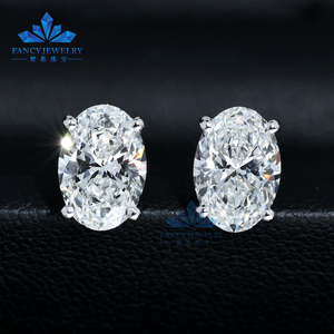 IGI Certified 0.5CT 1.5CT 2.0CT 14K 18K Blanco Amarillo Oro sólido DEF VVS-VS1 Oval Lab Grown Diamond Solitaire Stud Pendientes - Product Image 1